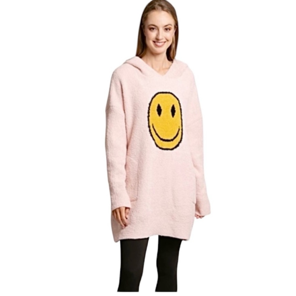 Oversized Plush Smiley Hoodie